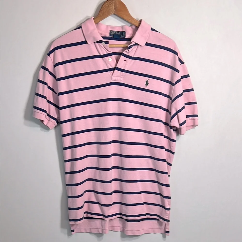 Polo by Ralph Lauren 100% Cotton Pink and Blue Polo Shirt size L